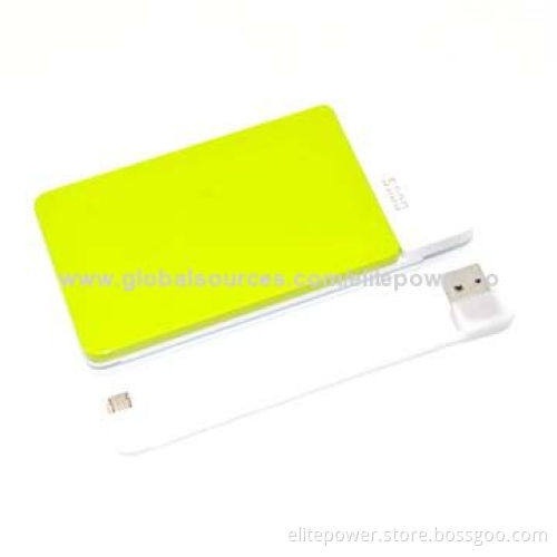 Power Bank with 5,000mAh, Built-in USB Cable, Fashionable Design for iPhone, iPad, Samsung